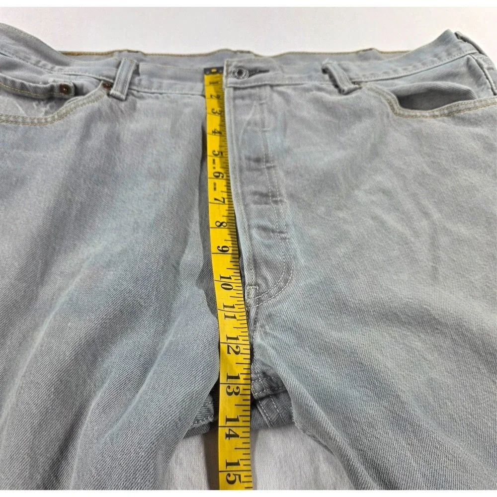 Levis 501 Mens Jeans 2012 Button fly Light Blue 42x36 Distressed Faded